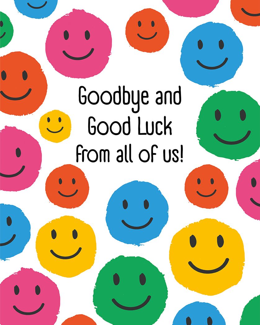 Card design "smiley happy people  - group leaving ecard"