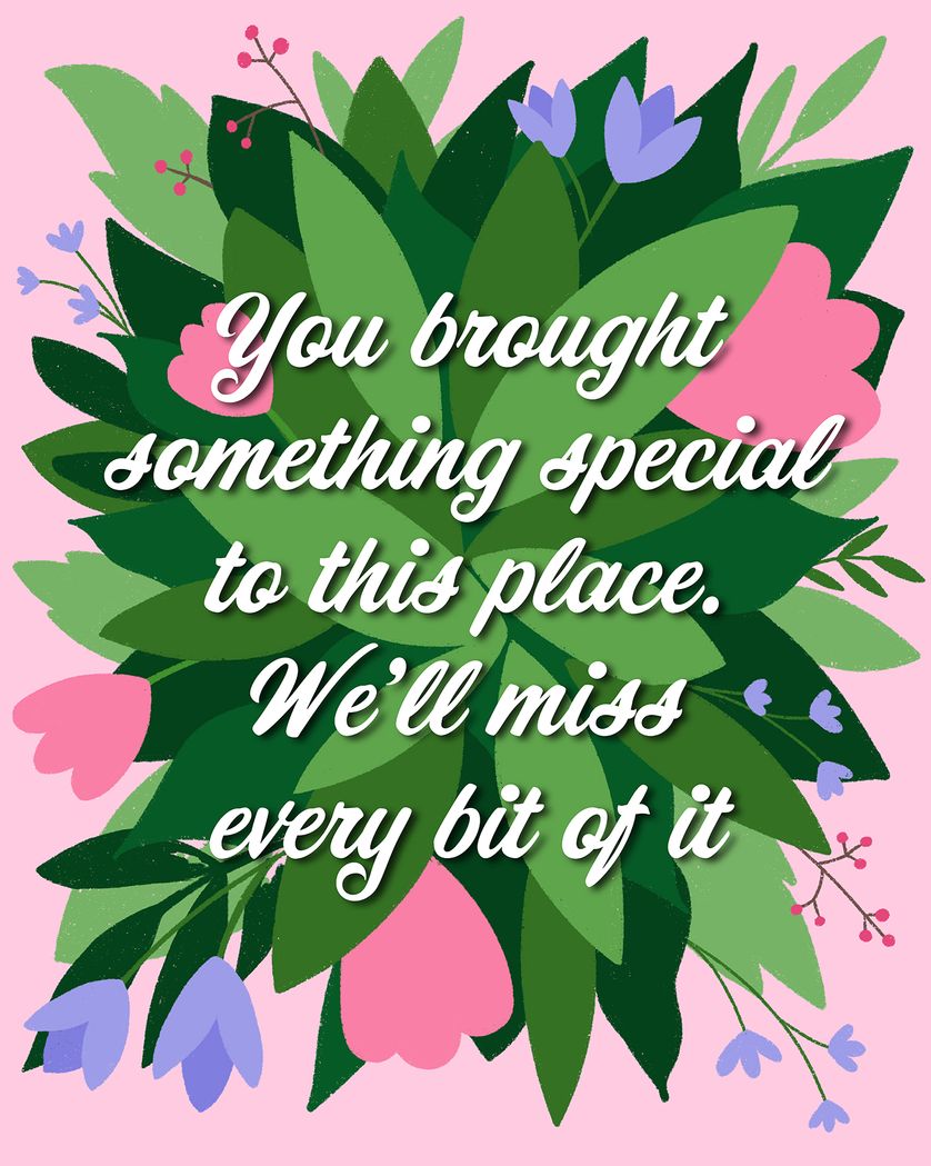 Card design "Floral message - Group leaving ecard"
