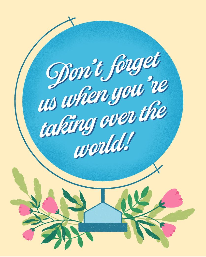 Card design "Global takeover - group leaving ecard"