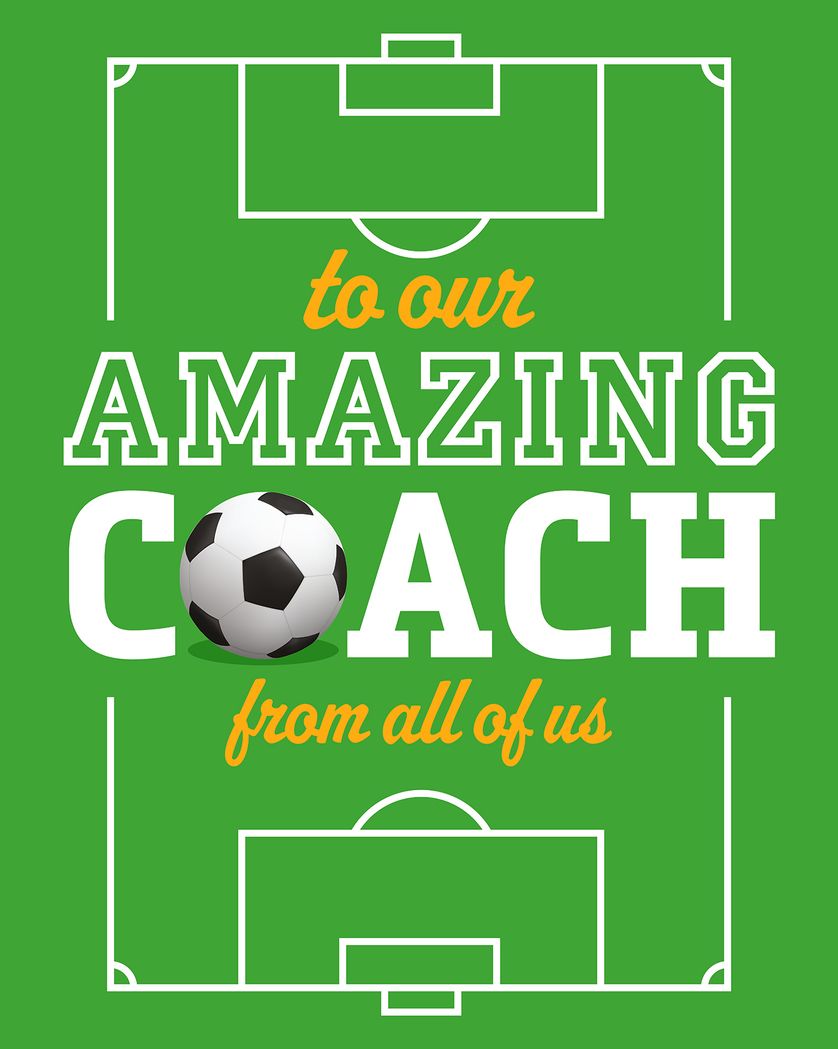 Card design "Football coach - group teacher ecard"