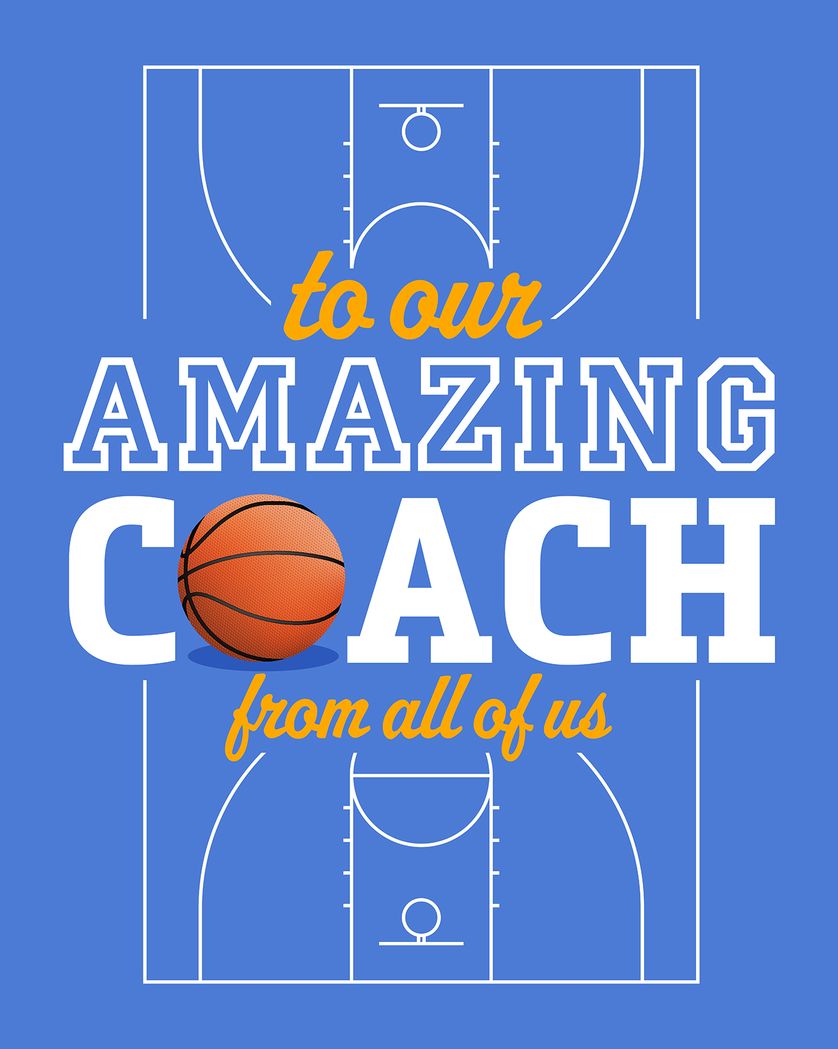 Card design "Basketball Coach - group teacher ecard"