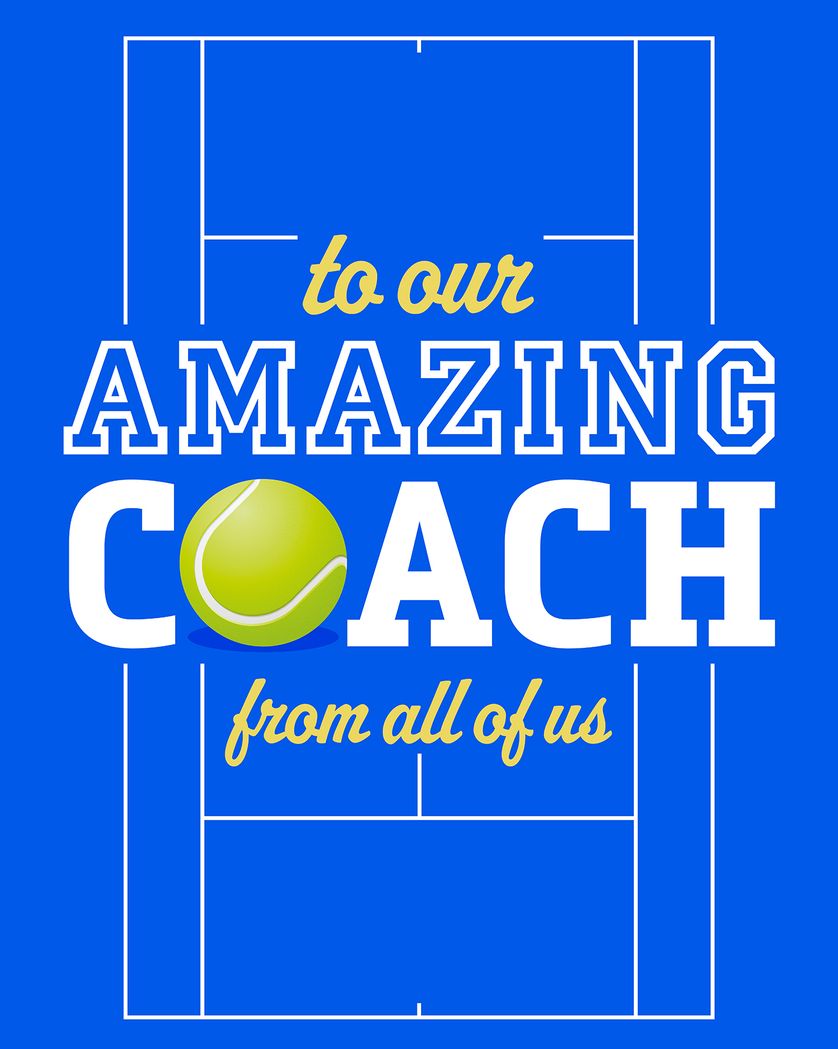 Card design "Tennis Coach - group teacher ecard"