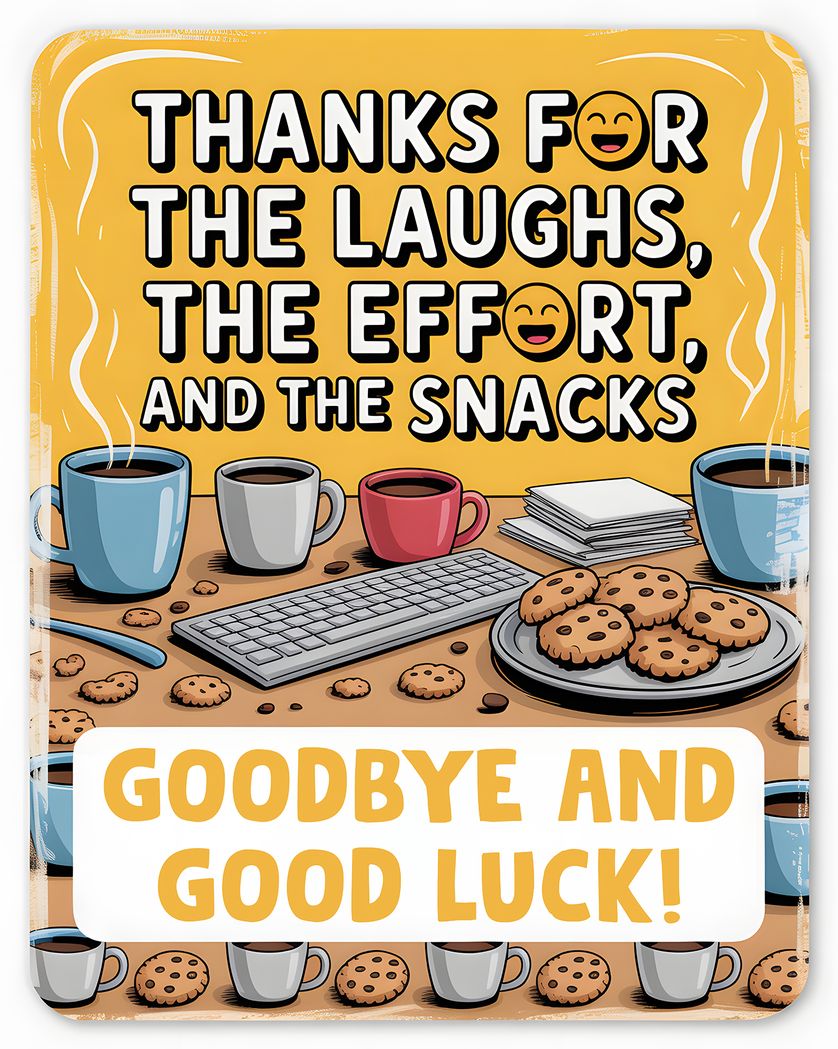 Card design "Snack attack - group leaving ecard"