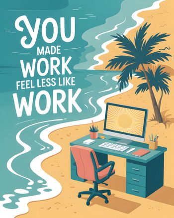 Use Beach life - group leaving ecard