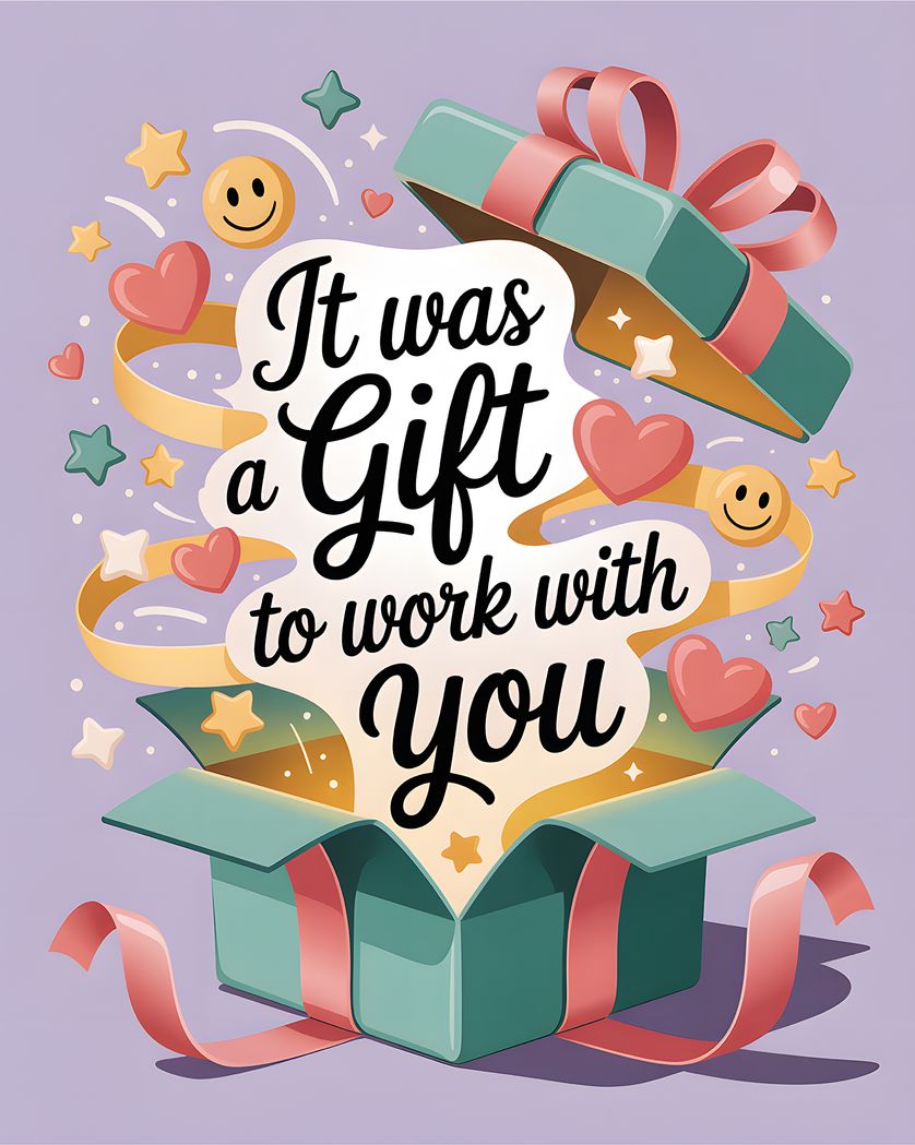 Card design "Gift explosion - group leaving ecard"