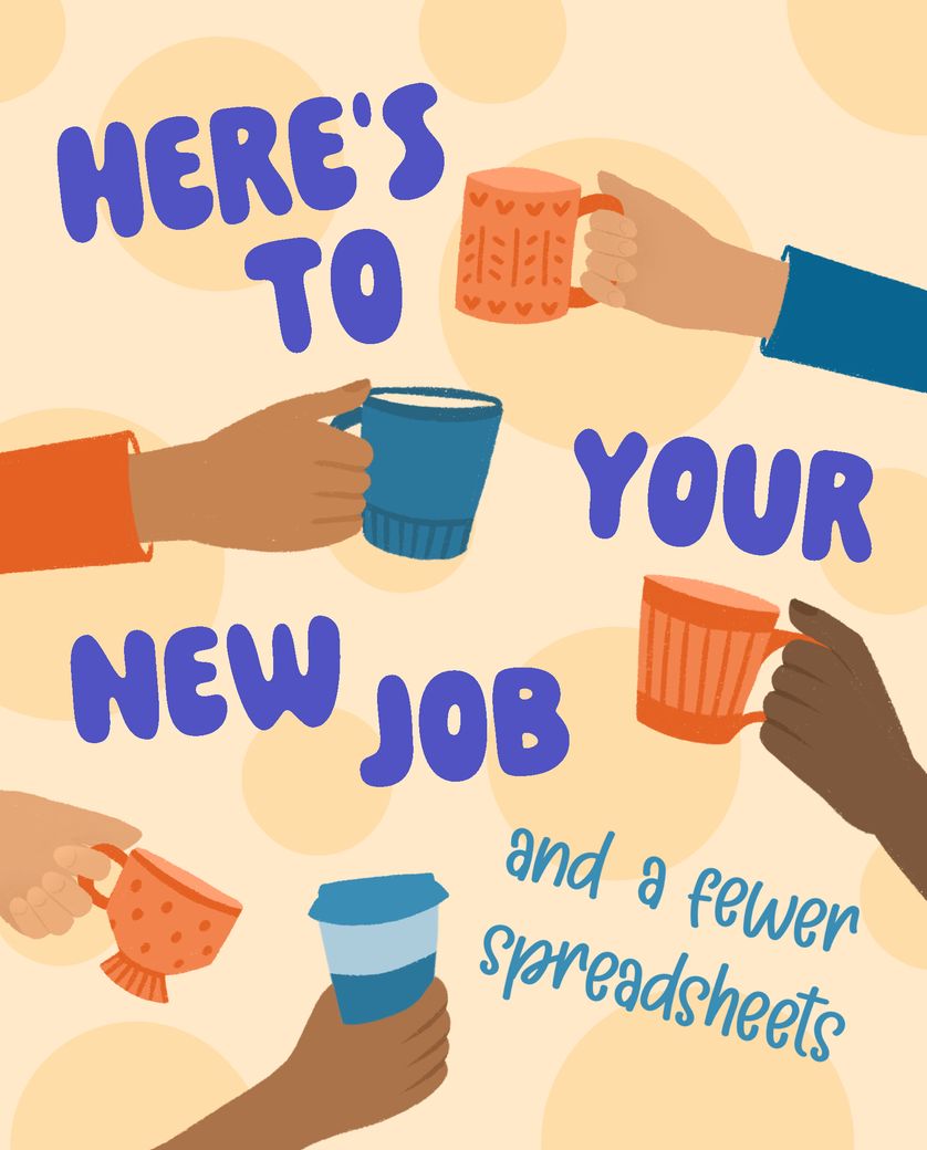 Card design "Tea break send-off - group leaving ecard"