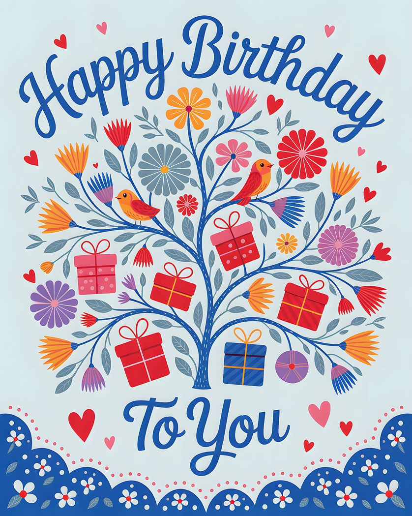 Card design "Birthday tree - group birthday ecard"