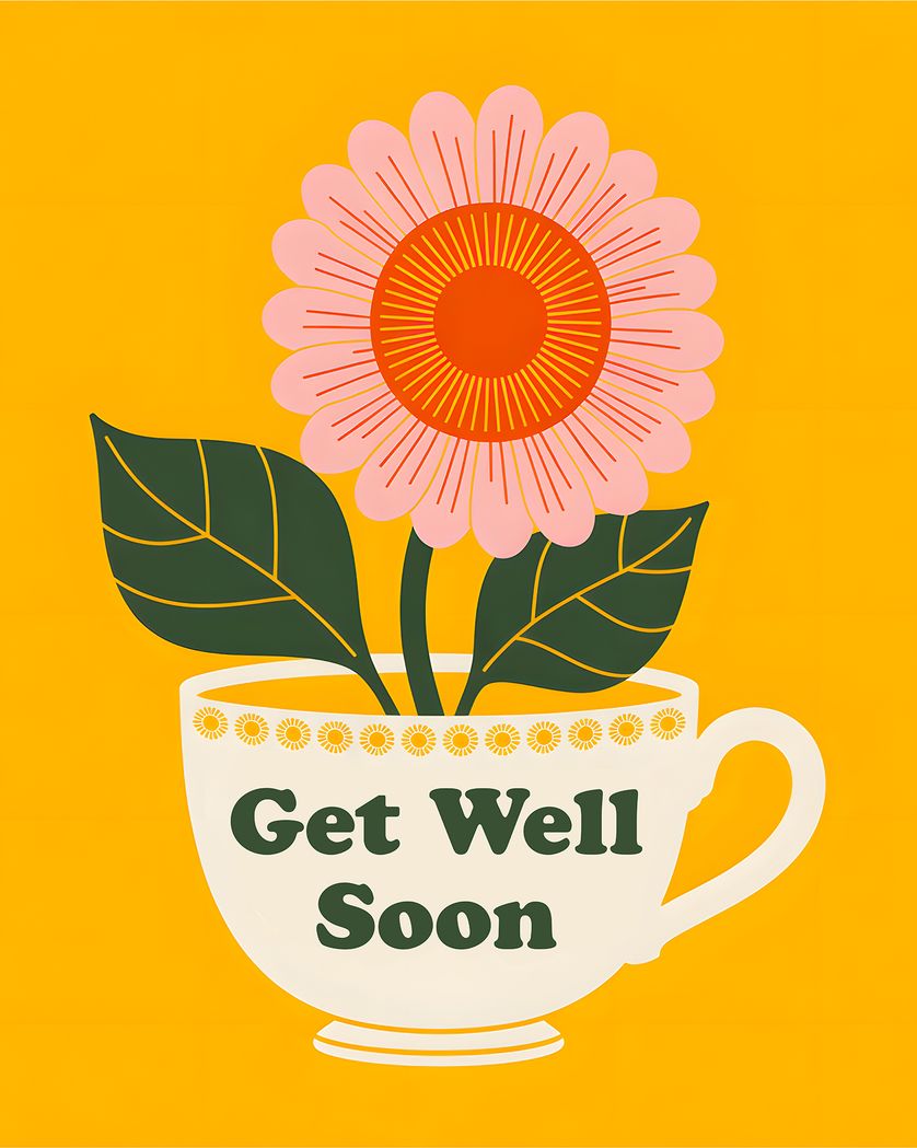 Card design "teacup flower - group get well ecard"