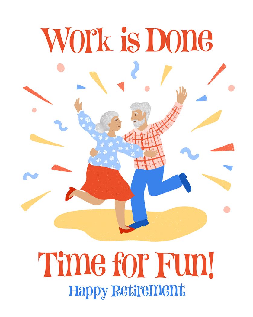 Card design "Dancing into retirement - group ecard"