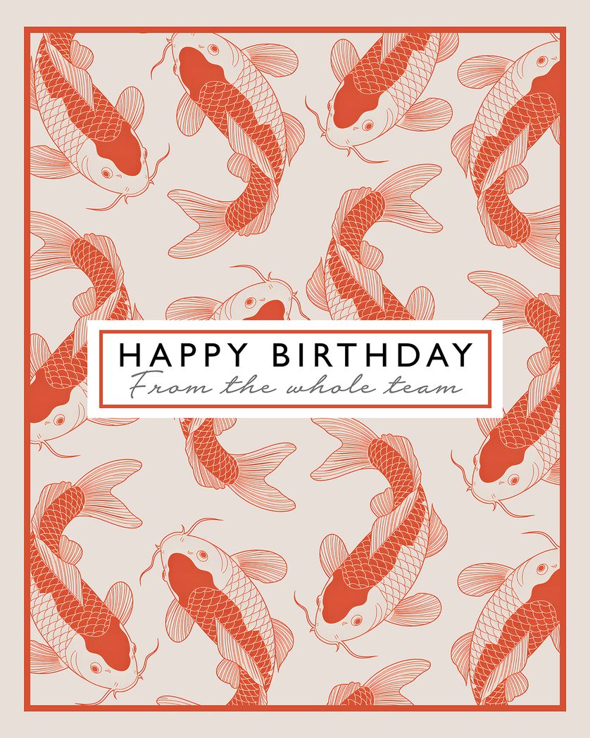 Card design "Koi carp - group birthday ecard"