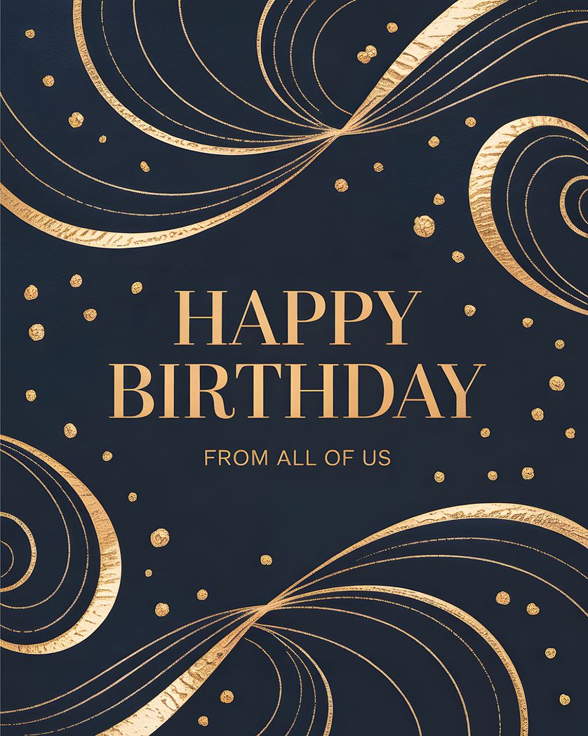 Card design "Golden Swirl - group birthday ecard"