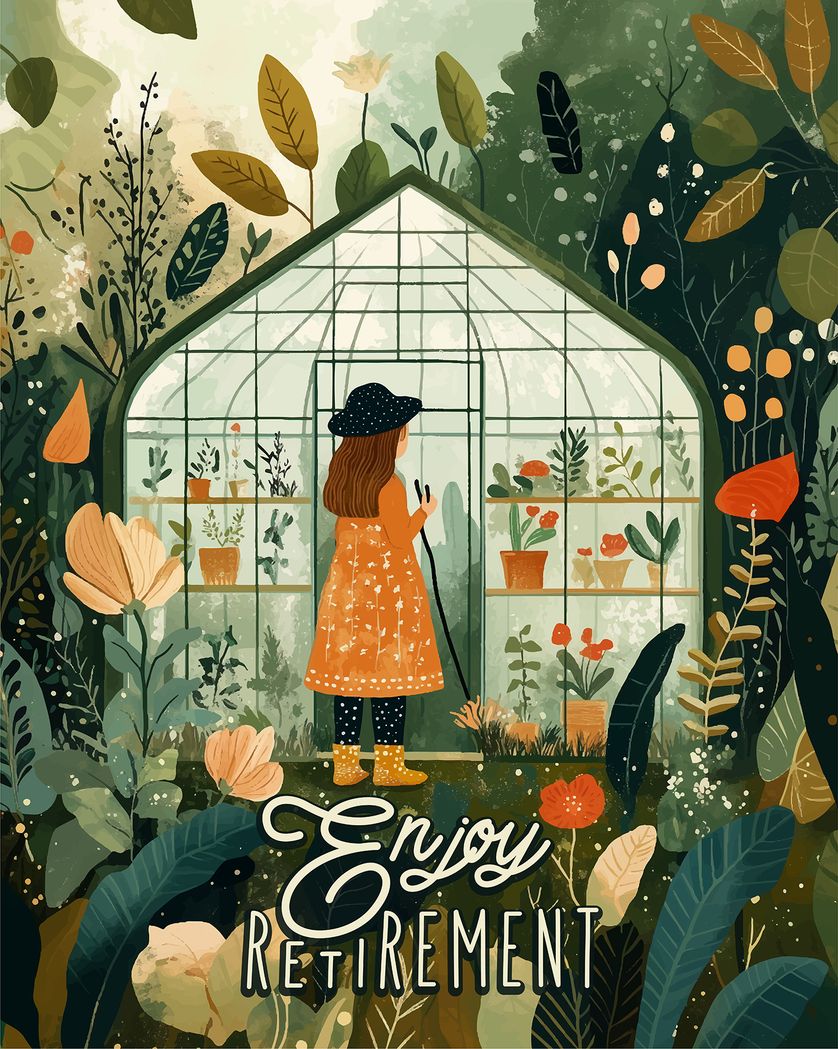 Card design "Country Garden - group retirement ecard"