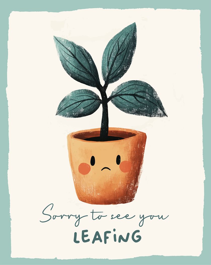 Card design "Sad plant - group leaving ecard"