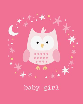 Use Pink owl - group new baby ecard