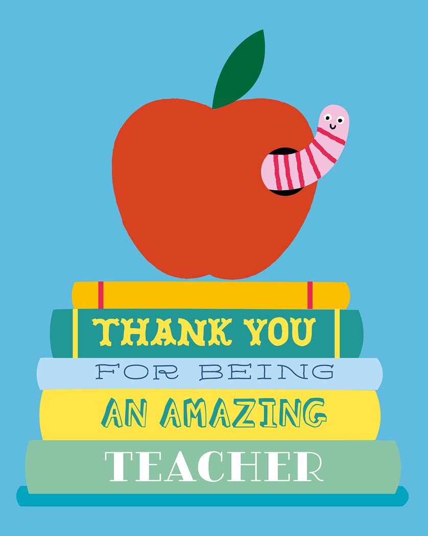 Card design "Book worm - group teacher thank you ecard"
