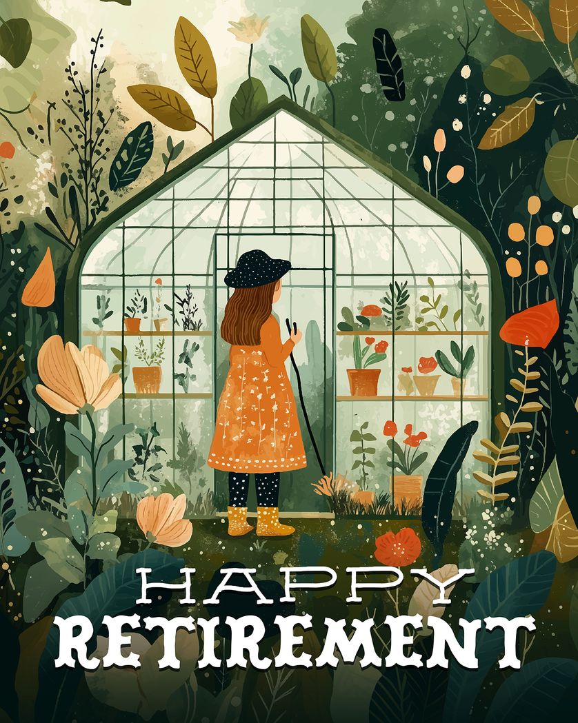 Card design "Secret Garden - group retirement ecard"