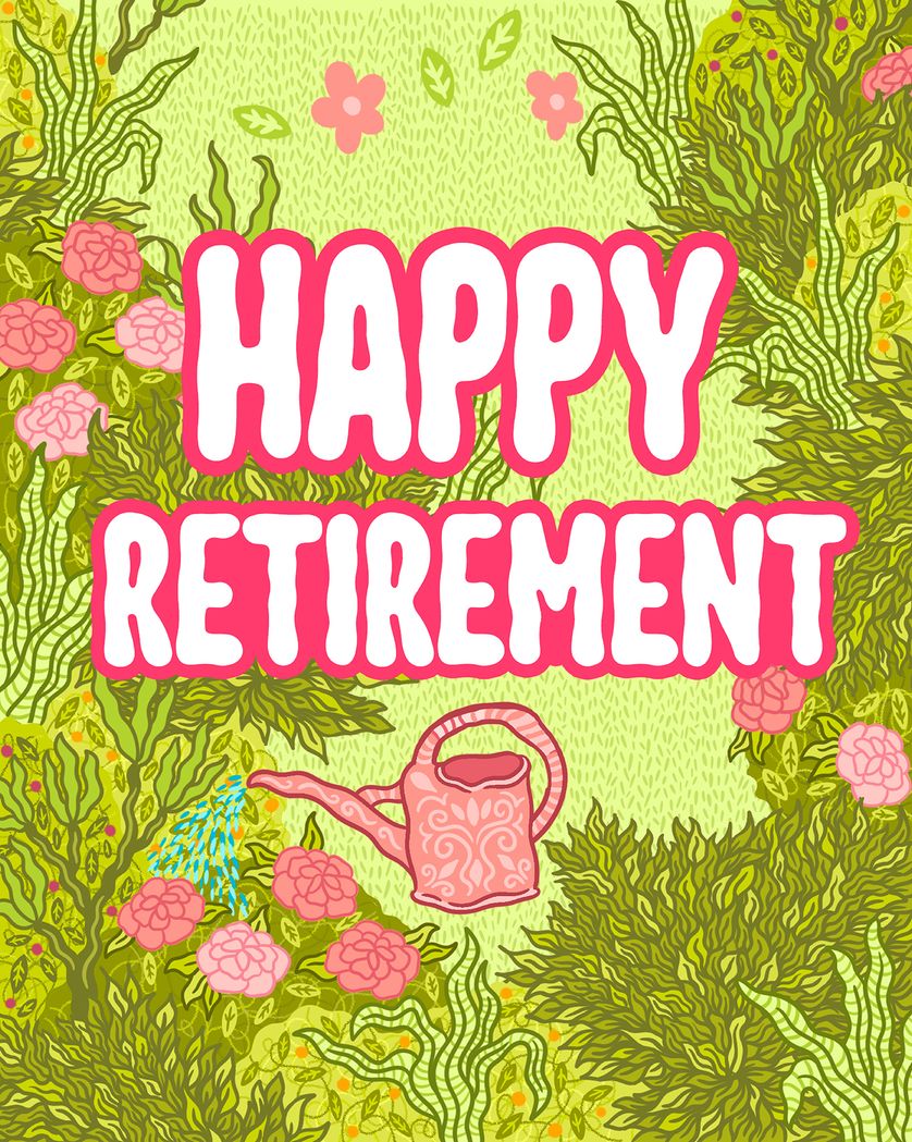 Card design "Modern Secret Garden - group retirement ecard"