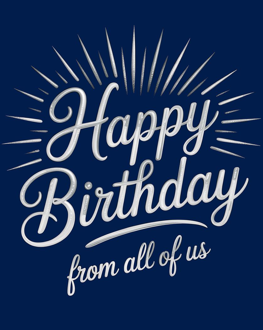 Card design "Chrome Wishes - group Birthday ecard"