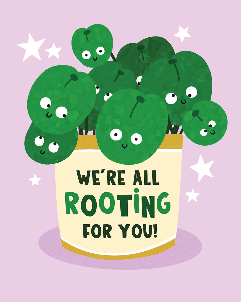 Card design "Potted wishes - group good luck ecard"