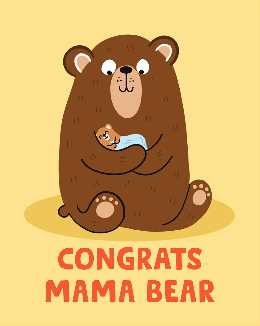 Card design "Bear hugs - group new baby ecard"