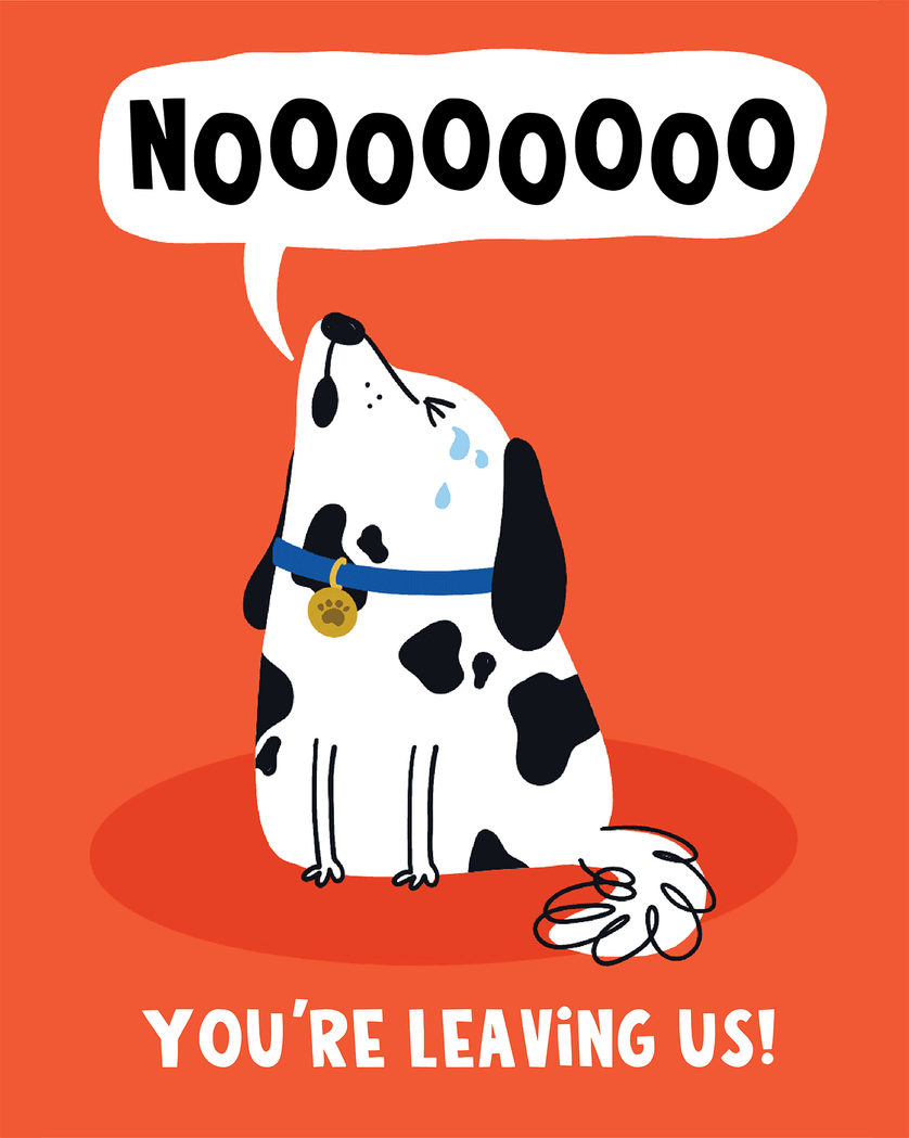 Card design "We're Howling - group leaving ecard"