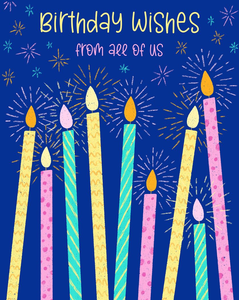Card design "Candle jamboree - group birthday ecard"