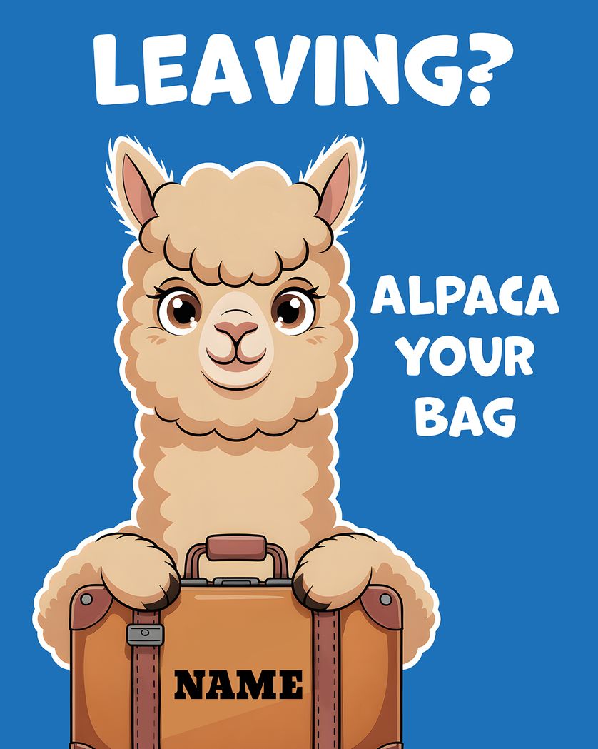 Card design "Alpaca - group leaving ecard"