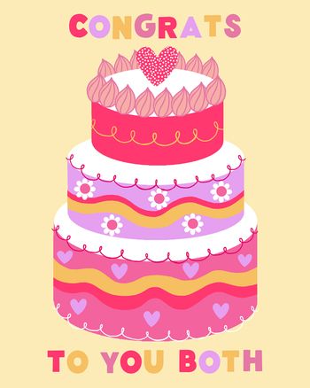 Use Pink Wedding Cake - group congrats ecard
