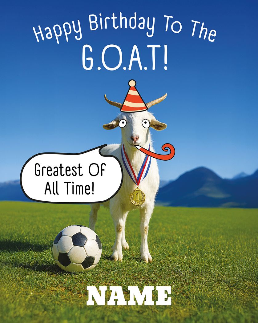 Card design "GOATED - group birthday ecard"