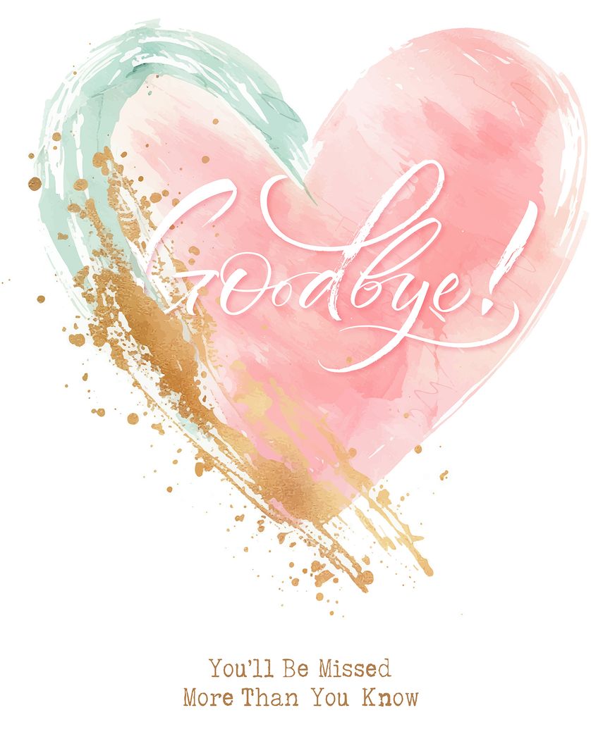 Card design "Heartfelt goodbye - group leaving ecard"