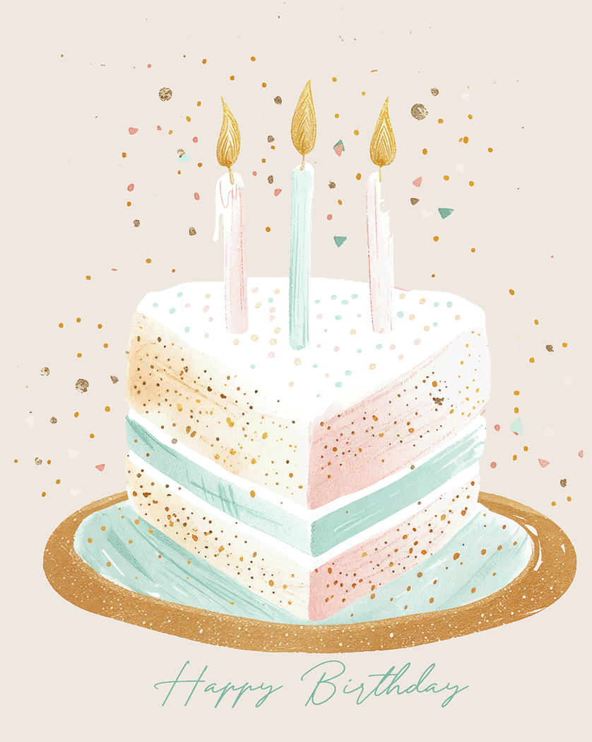 Card design "Glam cake - group birthday ecard"