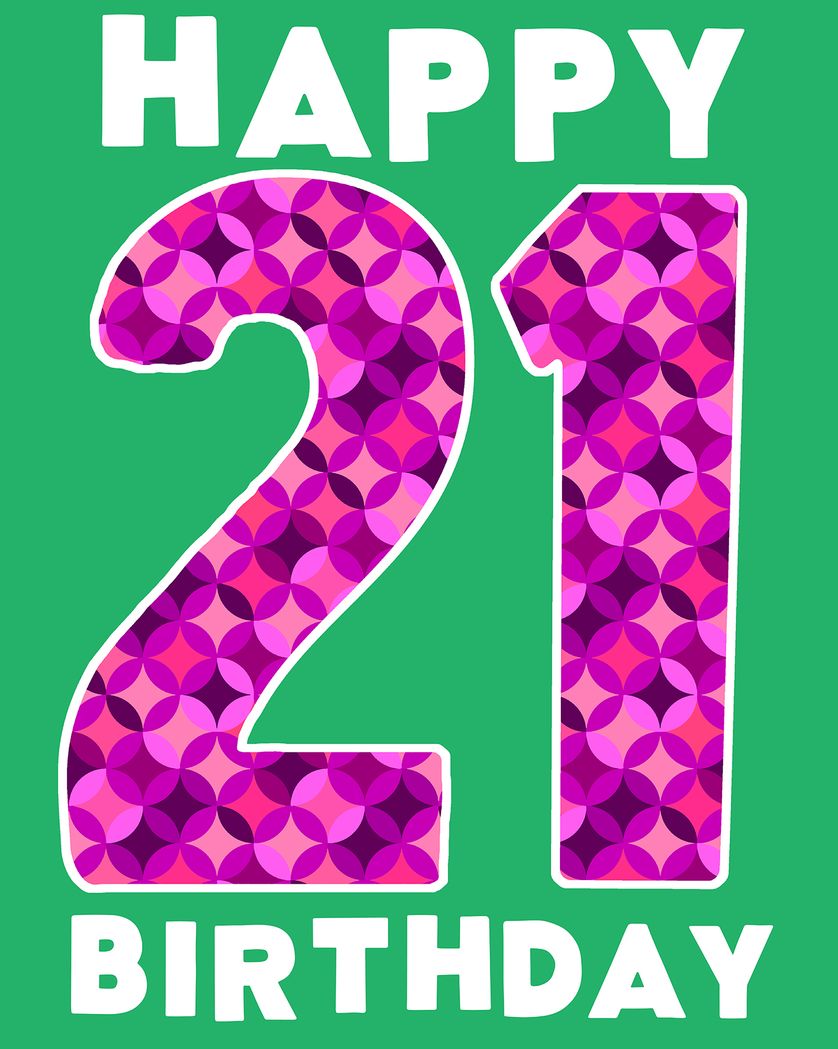 Card design "Big bold number - group 21st birthday ecard"