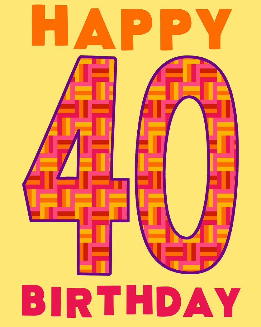 Card design "Big bold number - group 40th birthday ecard"