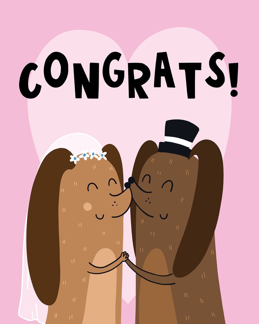 Card design "Puppy love - group wedding ecard"