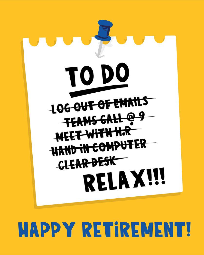 Card design "To do list - group retirement ecard"
