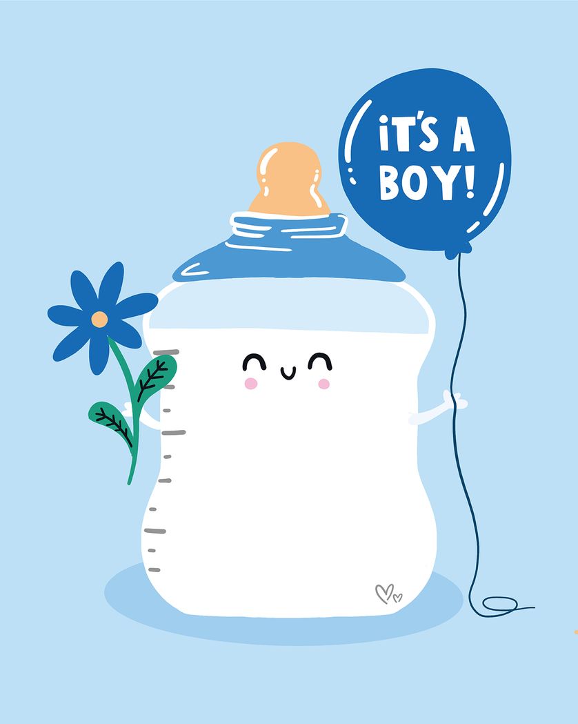 Card design "Milk bottle - group new baby ecard"