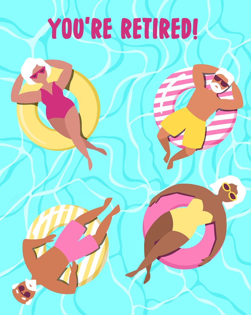 Card design "Long holiday - group retirement ecard"