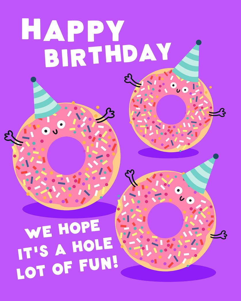 Card design "Donut party - group birthday ecard"