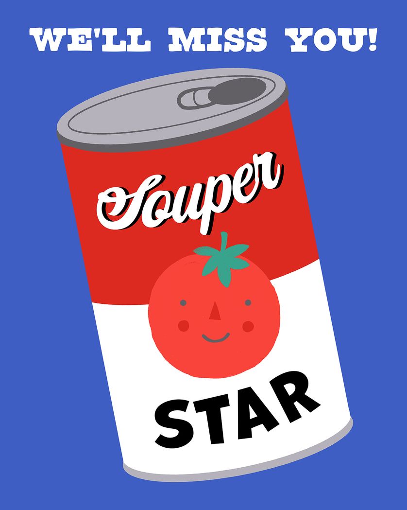 Card design "Souper-trouper - group leaving ecard"
