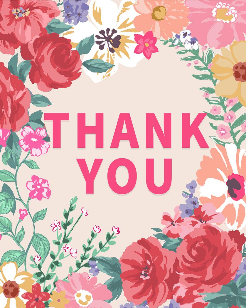 Card design "Floral Border - group thank you ecard"
