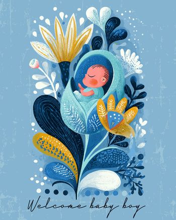Use Flower child - group new baby ecard