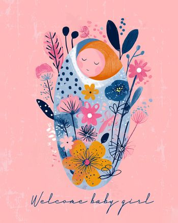 Use Flower child - group baby ecard