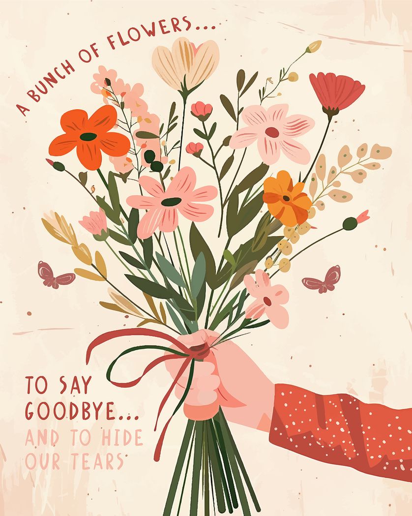 Card design "Bunch of tears - group leaving ecard"