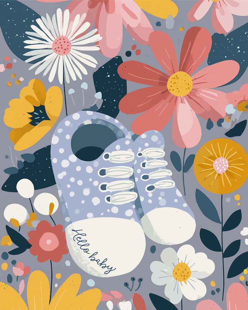 Card design "Bouquet of booties - group baby ecard"