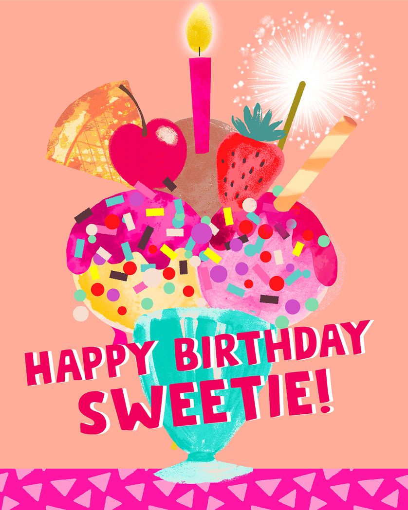 Card design "Sundae dreams - group birthday ecard"