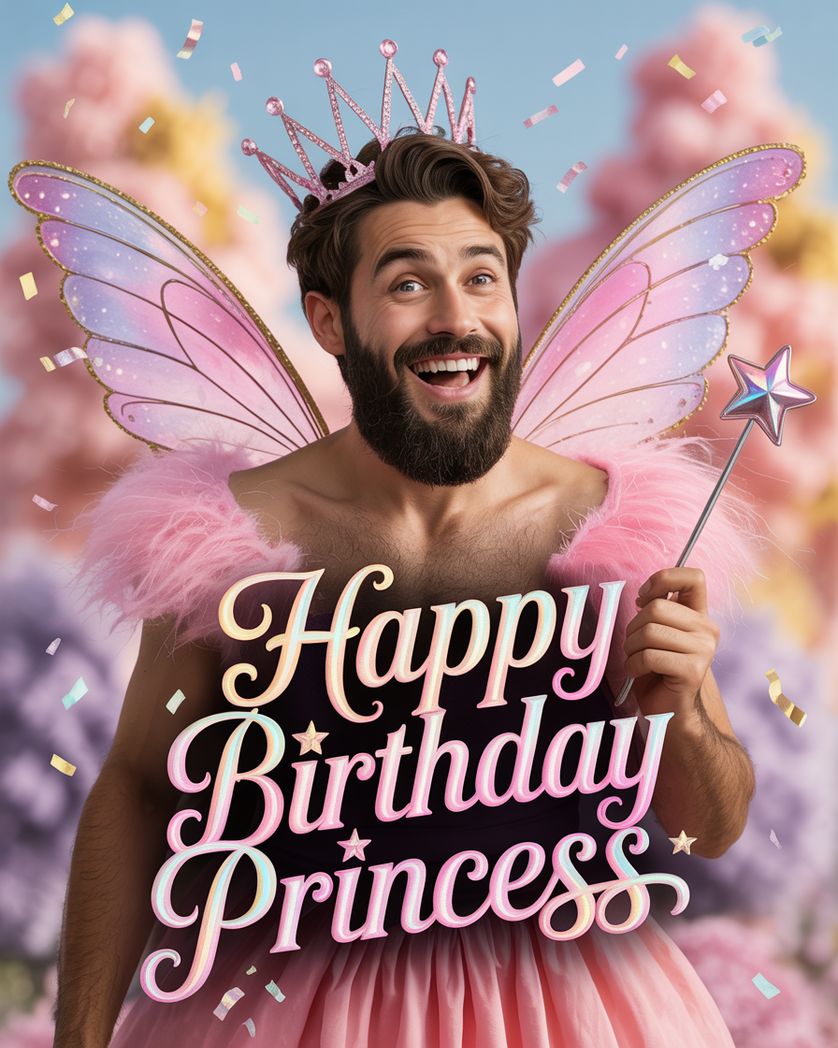 Card design "happy birthday princess face swap"