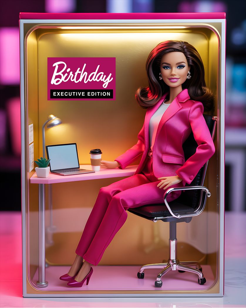 Card design "Birthday doll - group AI birthday ecard"