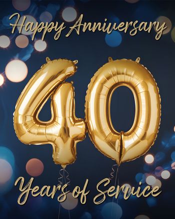 Use Gold Balloons - group 40 years anniversary ecard