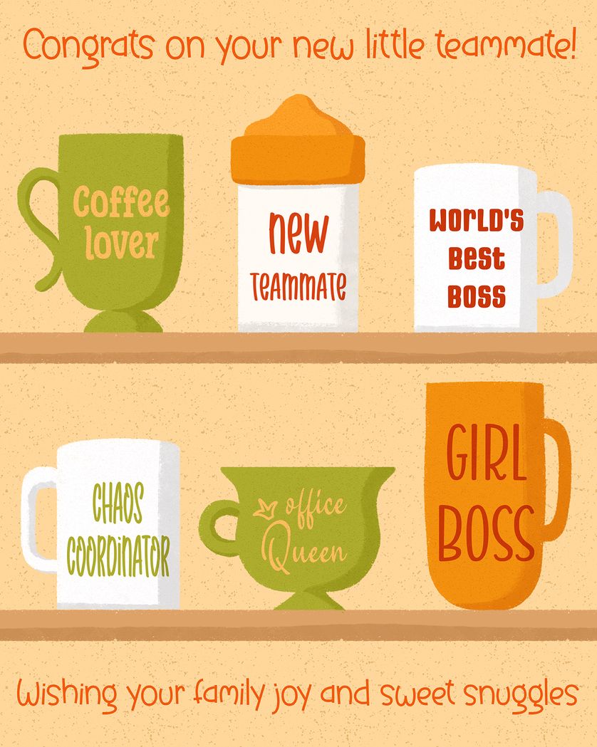 Card design "Bottle amongst the mugs  - group baby ecard"