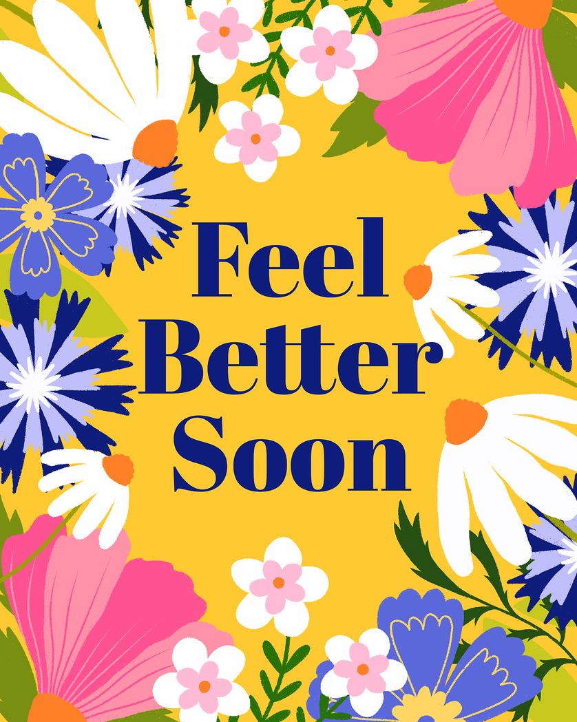 Card design "Flower border - Group Get Well ecard"